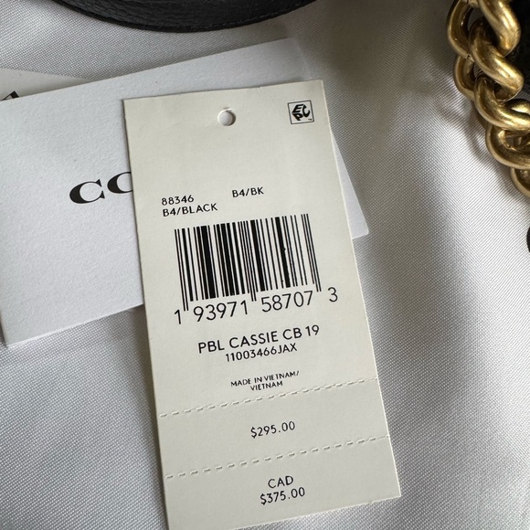 Coach Cassie 19 Black Crossbody Bag with Gold Chain - Picture 2 of 12